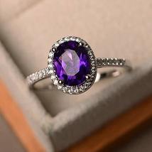 Arenaworld 925 Sterling Silver 6.50 Carat Amethyst Stone Oval Shape Antique Hand - £54.59 GBP