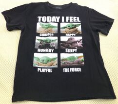 Star Wars Baby Yoda "Today I Feel" Black Graphic T-Shirt Mad Engine Med ... - $9.50
