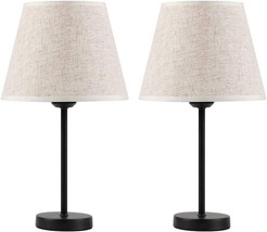 Nightstand Lamps Set Of 2 With Fabric Shade Desk Lamps For Bedroom, Living Room - £47.30 GBP