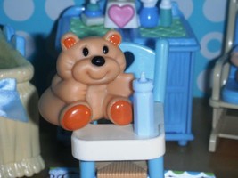 Fisher Price Loving Family Dollhouse Blue High Chair Rumples the Bear Fe... - $3.95