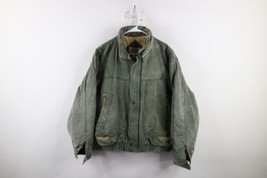 Vintage 90s Streetwear Mens Large Faded Stonewash Quilted Canvas Bomber ... - £69.66 GBP