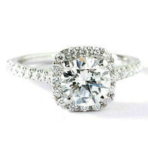 2.25Ct Taglio Rotondo Diamanti Finti Halo Fidanzamento Ring 925 Argento Sterling - £98.91 GBP