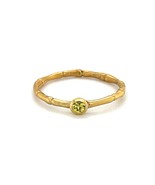 Sterling 18k Yellow Vermeil Bamboo w/ Bezel Set Yellow Saphire Ring Sz 5.50 - $80.50 CAD