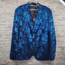 Cloudstyle Men&#39;s Blazer Size 4X Paisley Royal Blue Metallic World Map Li... - £69.52 GBP