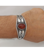 Moroccan Bracelet Silver Agate Cuff Vintage Berber Tribal Ethnic Adjusta... - $1,809.93 MXN