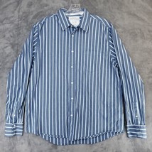 Aeropostale Shirt Men&#39;s XL Blue White Striped Long Sleeve Front Cotton Aero - £6.02 GBP