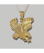 Solid Gold American Eagle Pendant Necklace – 10K &amp; 14K Yellow, White, Ro... - $548.79 CAD+