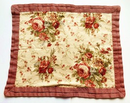 Waverly Pillow Sham Romantic Country Floral Cabbage Roses Sonata Red Gingham - $20.78