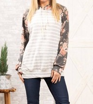 Heimish Usa stripe hoodie Charcoal Floral Heather Grey - $30.00