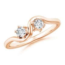 ANGARA Lab-Grown Ct 0.25 Round Two Stone Twist Diamond Ring in 14K Solid... - $746.10
