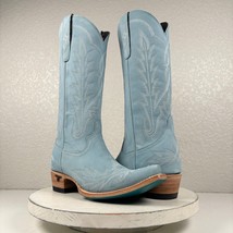 Lane LEXINGTON Powder Blue Cowboy Boots Womens 7 Leather Western Snip To... - £176.00 GBP