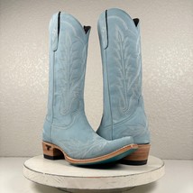 Lane LEXINGTON Powder Blue Cowboy Boots Womens 7 Leather Western Snip Toe Tall - £176.52 GBP