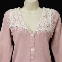 Gunne Sax Jessica McClintock VTG 80&#39;s Long Sweater Lace Collar S Small Prairie - £113.90 GBP