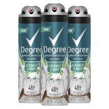Degree Men Antiperspirant Deodorant Dry Spray Coconut & Mint 3 count 72hr Sweat  - $43.99