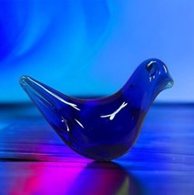 VTG Ganz Hand Blown Art Glass 4” “BLUE BIRD OF HAPPINESS&quot; Figure -Sm Bot... - $8.48