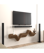 Batamex Parametrics 48&quot; Floating Wavy Shelf Modern Geometric Wooden Wall... - $5,893.45 MXN