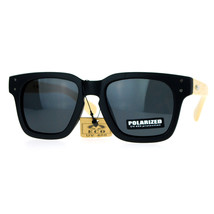 Real Bamboo Temple Polarized Sunglasses Matted Square Keyhole Frame - £11.20 GBP