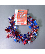Darice Star Wire Garland 20 Ft Red Silver Blue Patriotic Americana Decor... - $9.50 CAD