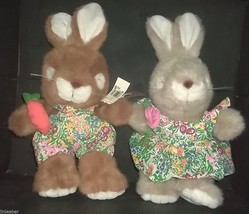 Sleepy Girl & Boy Bunny Plush 10" Stuffed Animals;NEW w/ Tags;1991;Commonwealth - £7.88 GBP