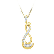 10k Yellow Gold Womens Round Diamond Cradled 3-Stone Infinity Pendant 1/... - $5,237.11 MXN