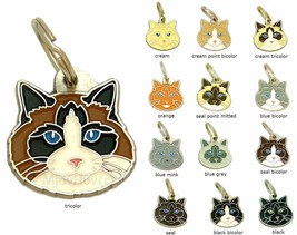 Cat ID Tag  Ragdoll cat, Personalized, Engraved, Handmade, Key chain, Charm - £16.17 GBP+