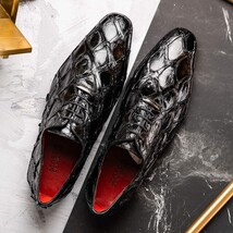 Marco Di Milano Genuine Pirarucu Exotic Lace-Up Oxford Shoes Olivieri Black image 10