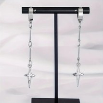 Chic Goth Emo Punk Anime Silver Tone Star Drop Chain, Ninja Kunai Style ... - $20.00