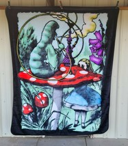 Alice In Wonderland Mushroom Caterpillar Queen Size Blanket - £49.60 GBP