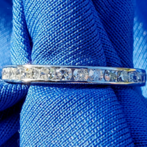 Earth mined Diamond Deco Wedding Band Antique Platinum Eternity Anniversary 6.75 - $3,214.42 CAD