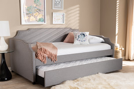Corey Gray Fabric Upholstered Twin Size Sofa Daybed w/Roll Out Trundle - $10,224.27 MXN