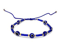 Mia Jewel Shop Multi Evil Eye Nazar Bead Seed Beaded Pull Tie Bracelet - Adjusta - £11.79 GBP
