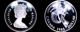 1983 Proof Canadian Silver Dollar World Coin - Canada Edmonton Univ Games - £23.72 GBP