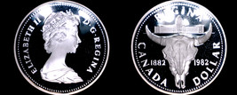 1982 Proof Canadian Silver Dollar World Coin - Canada Cattle Skull - £28.06 GBP