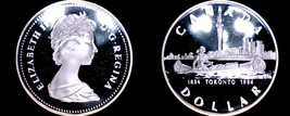 1984 Proof Canadian Silver Dollar World Coin - Canada Toronto 50 Yr Anniversary - £23.72 GBP