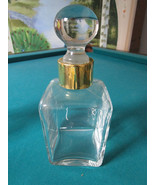 FAMA SQUARE CRYSTAL DECANTER BOTTLE GOLD PLATED COVER MIDCENTURY ITALY - $171.06 CAD