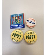 Lot Of 4 Vintage Button Pin Pinback I&#39;m For Poppy C.t.c.r. Hoegh Freedom... - $6.29