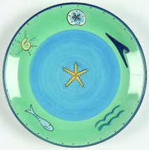 Brushes K.I.C. Hand Painted, Coupe Salad Plate Blue Green Ocean Seaside Collecti - £11.78 GBP