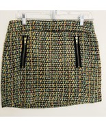 J Crew Multi Colored Tweed Shimmer Skirt Sz 4 Wool Blend Mini Zip Pocket... - £14.53 GBP