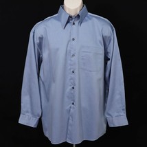 Kenneth Cole Reaction Mens Dress Shirt 16.5 - 32/33 L Button Front Blue Sheen - £12.66 GBP
