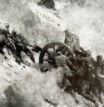 Conquering The Alps WW1 Print 1917 Drawing Up Battery In A Storm SmDwC6 - $29.99