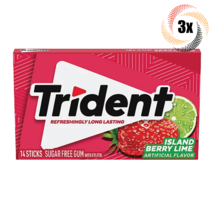 3x Packs Trident Island Berry Lime Flavor Sugar Free Gum | 14 Sticks Per... - £8.49 GBP