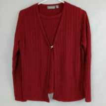 Croft &amp; Barrow Women&#39;s Red Layered Cable Knit Blouse Size Medium - £11.69 GBP