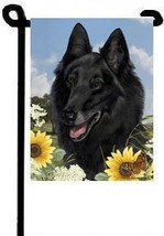 Belgian Sheepdog *Yellow Sunflowers) - 11"x15" 2-Sided Garden Banner - $18.00