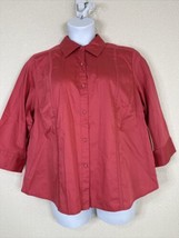 NWT Valerie Stevens Womens Plus Size 2X Pink Button Up Shirt 3/4 Sleeve - £16.76 GBP