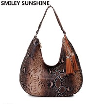 Shion snake print big women bags vintage large hobo brown shoulder bag female purse and thumb200