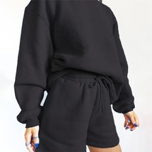 Autumn New Women&#39;S Fleece Thick Loose Hundred Long Sleeve Sweater Bag Hip Shorts - £116.54 GBP