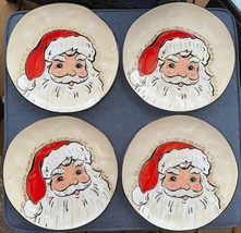 2023 Vintage Santa Face 10.5” Holiday Christmas Stoneware Dinner Plates (4) New - £47.03 GBP