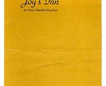 Joy&#39;s Inn Menu San Marino&#39;s Beautiful Dining Room California 1947 - £81.62 GBP