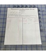 Vintage Receipt Merchants &amp; Planters Bank Burkeville Texas Newton County... - €7,48 EUR