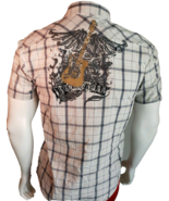Franky Max Pearl Snap Shirt Mens Small Cotton Plaid Blues Rock Festival ... - $200.65 MXN